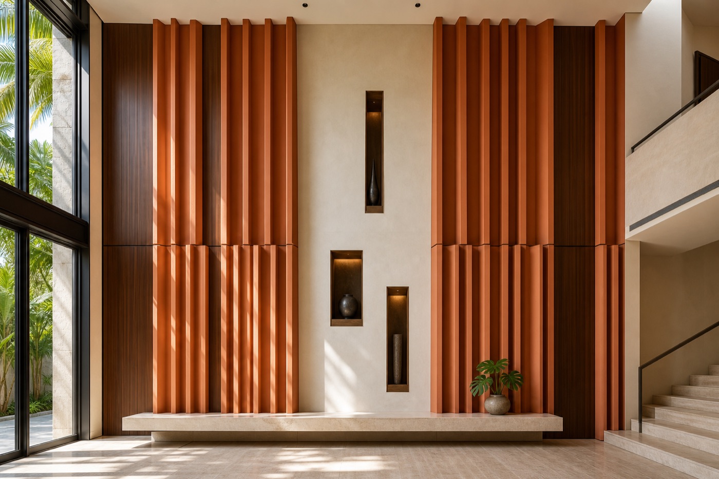 Terracotta Fin Foyer Wall