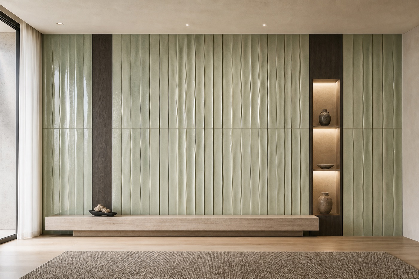 Celadon Ceramic Ripple Wall