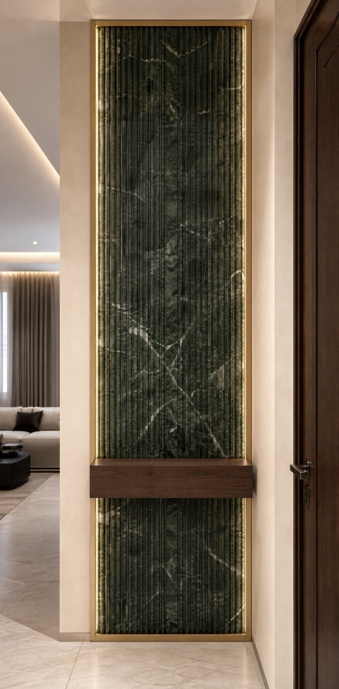 Ribbed Green Marble Entry Panel
