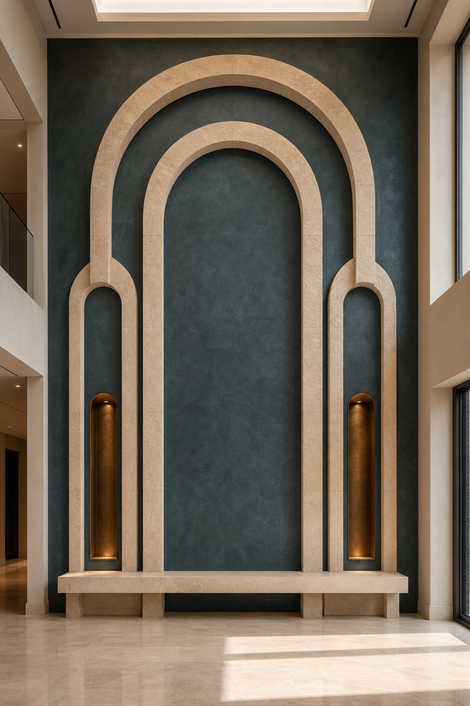 Sandstone Arches and Teal Foyer Wall