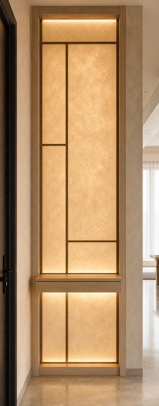 Backlit Parchment and Ash Entry Panel