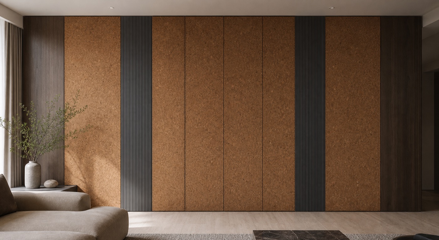 Cork Rib and Gunmetal Door Wall
