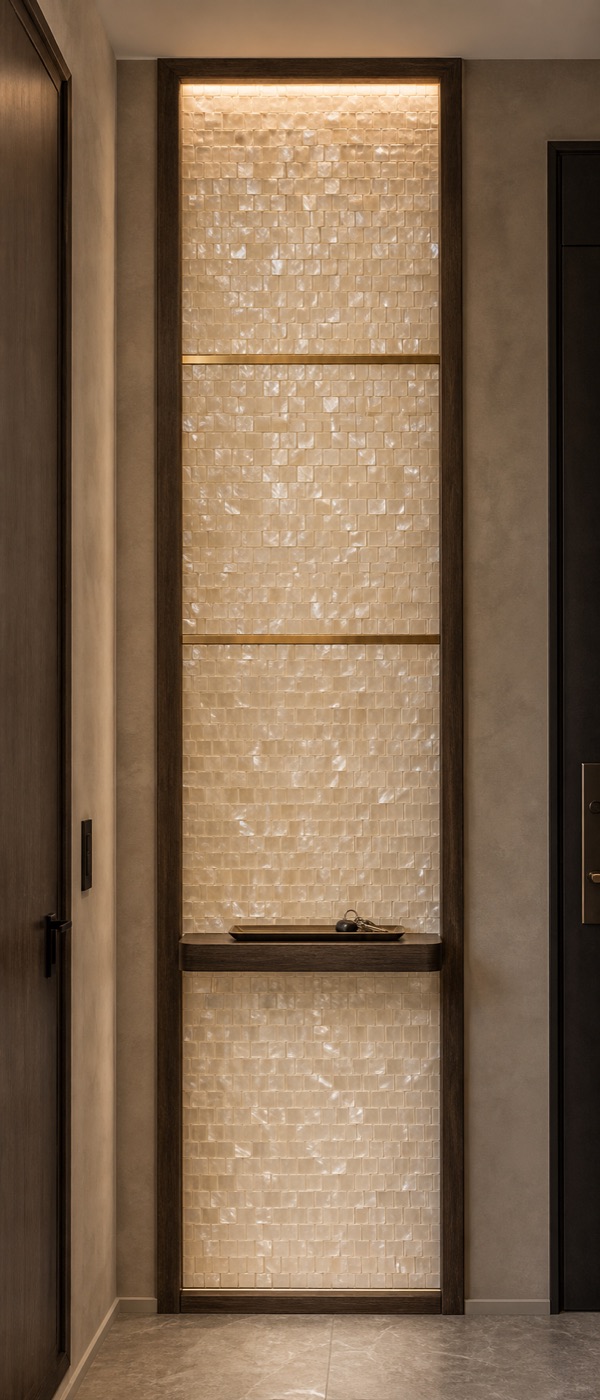 Ivory Shell Mosaic Entry Panel