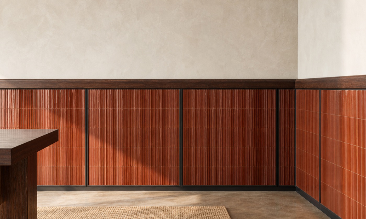 Rust Ceramic Reed Wainscot