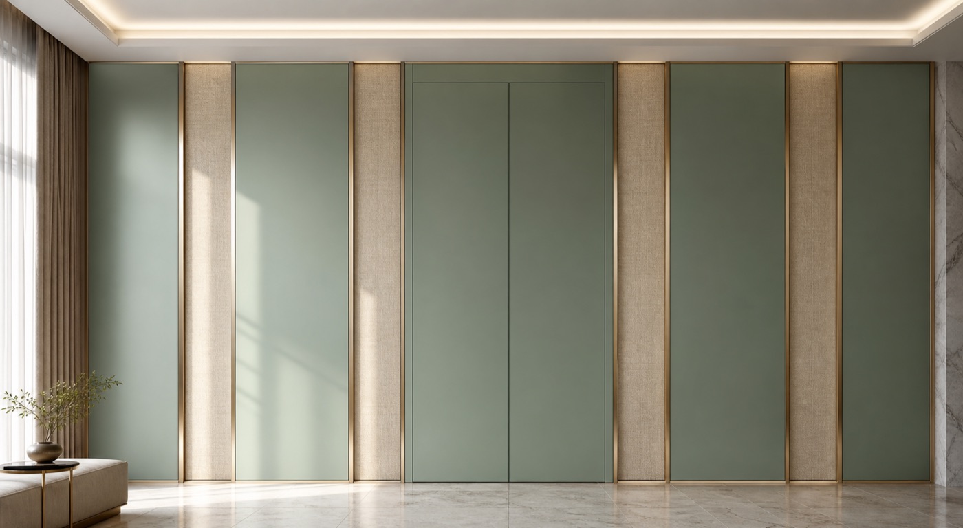 Jade Lacquer and Linen Door Wall