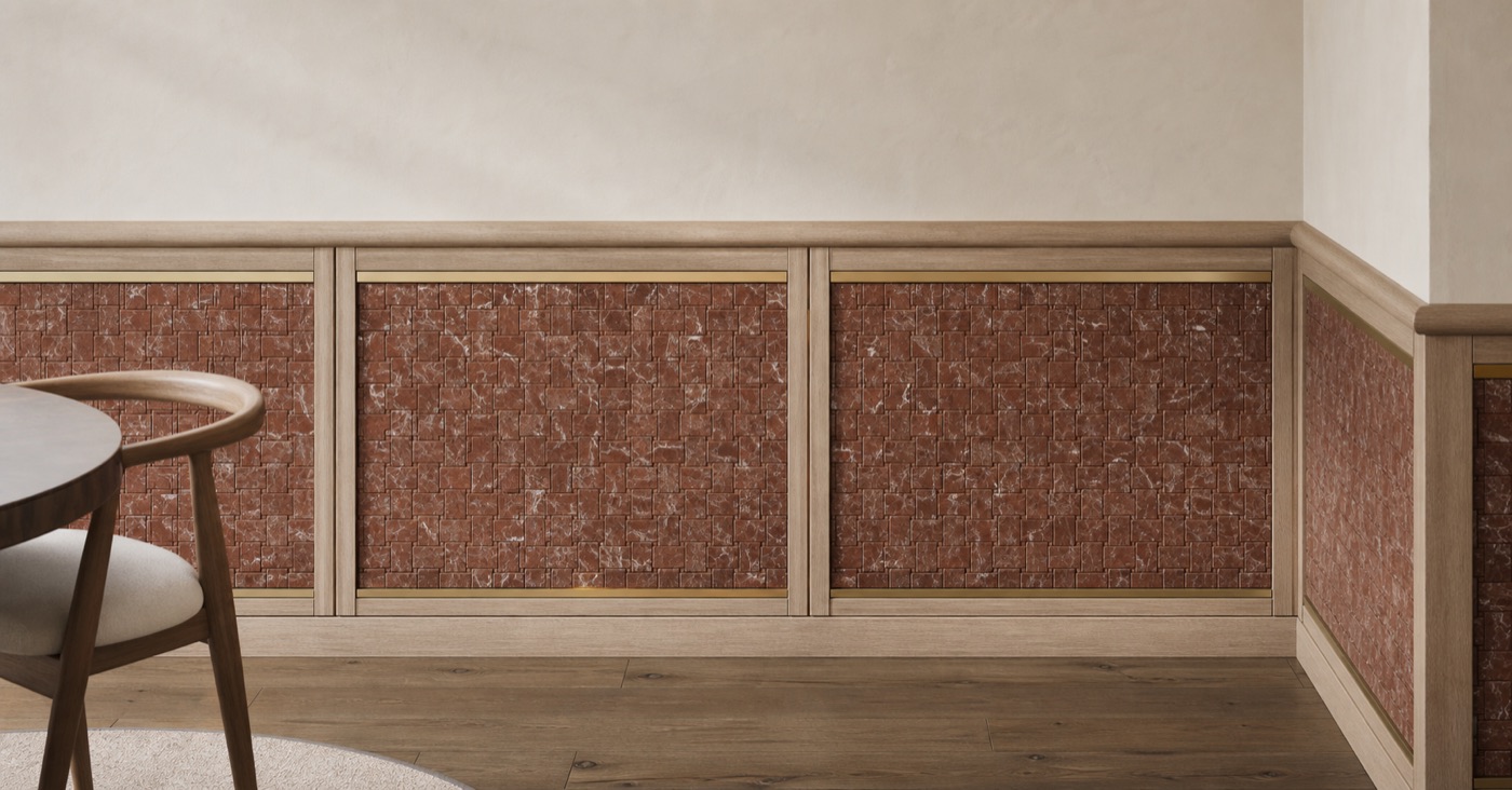 Rosso Mosaic and Ash Wainscot