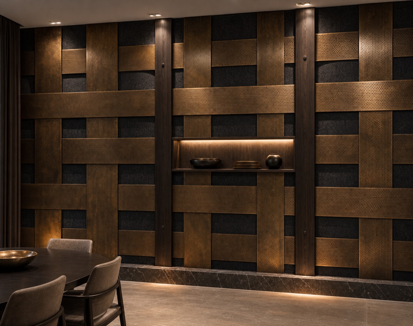 Woven Bronze Ribbon Wall