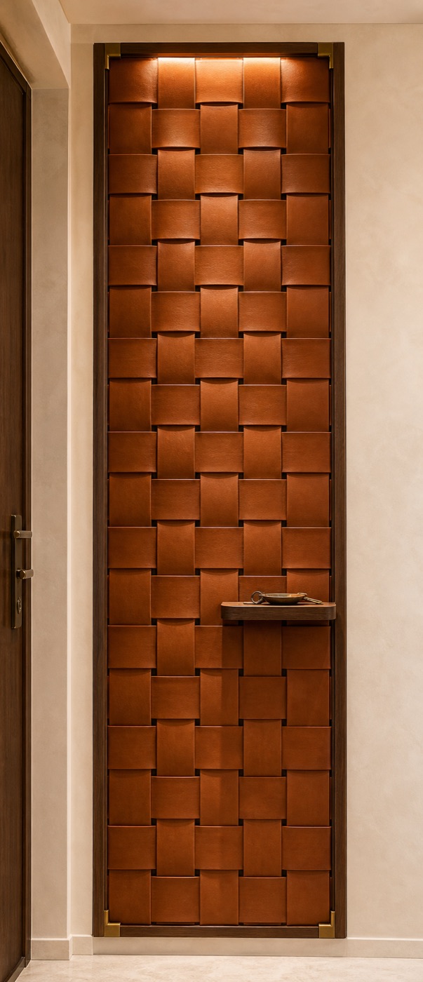 Woven Cognac Leather Entry Panel