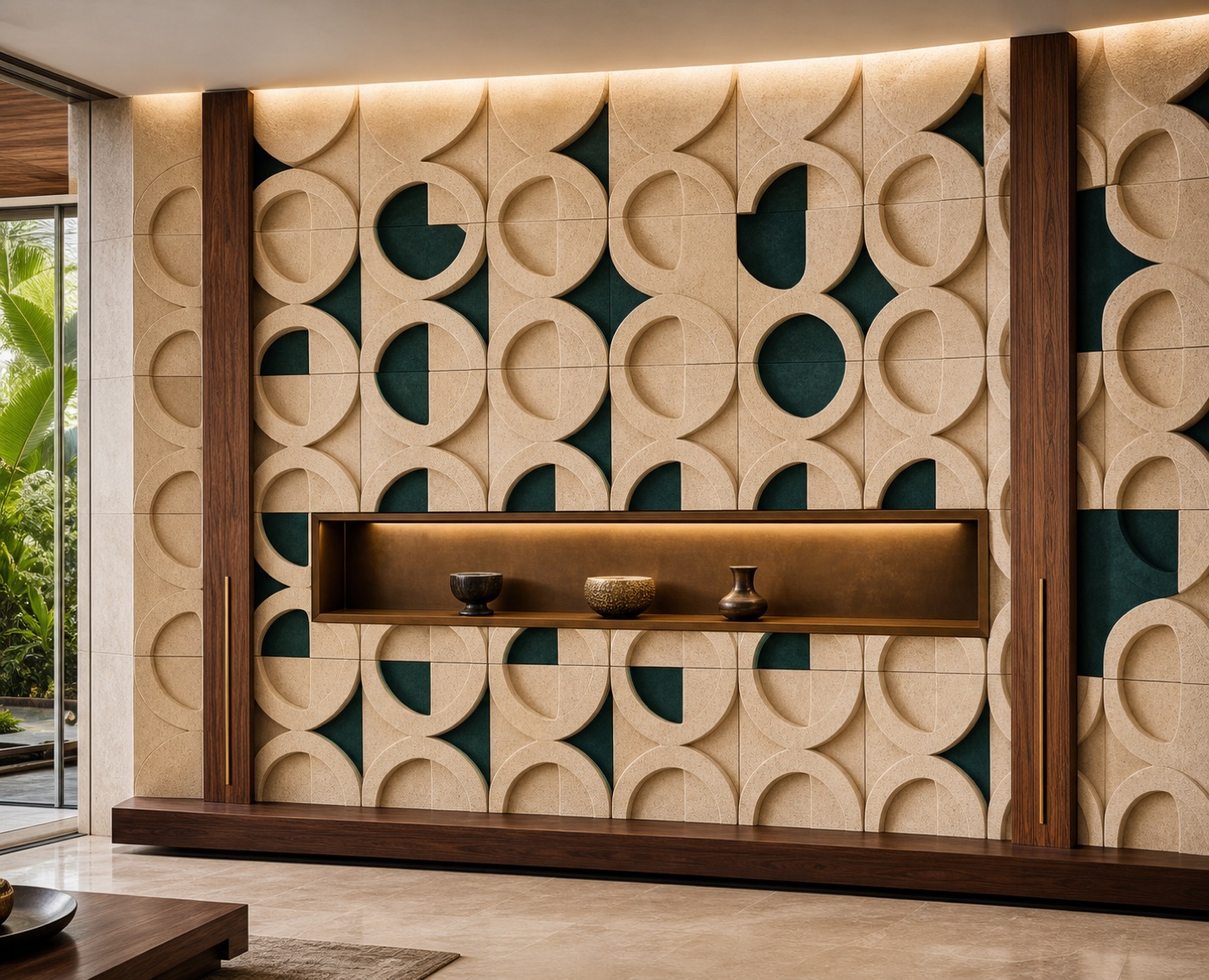 Carved Sandstone Lattice Wall
