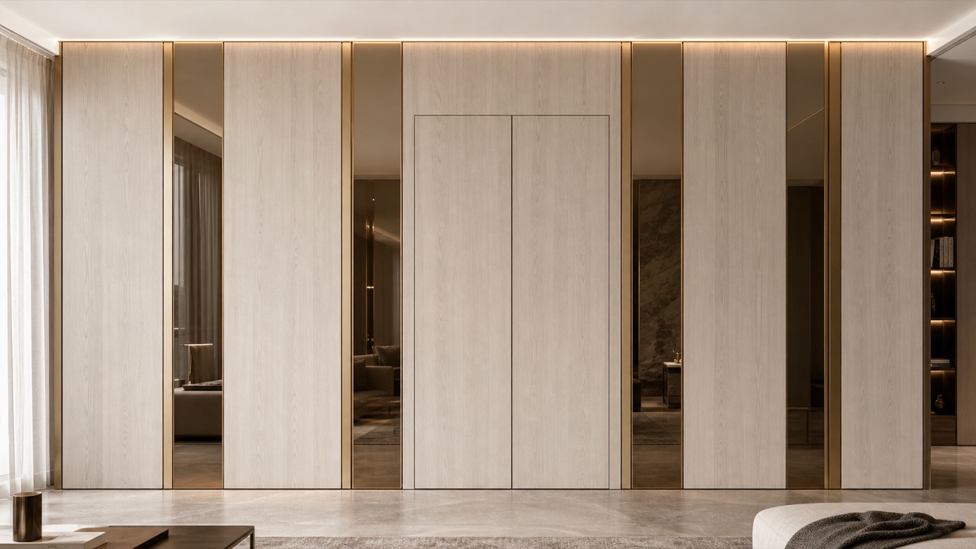 Bronze Mirror and Pale Ash Door Wall