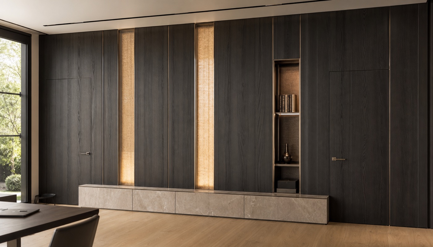 Amber Linen Resin and Charcoal Ash Study Wall